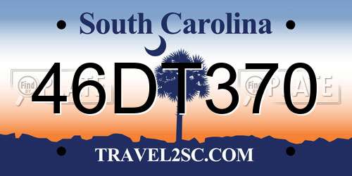 46DT370 South Carolina License Plate