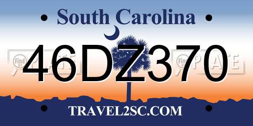 46DZ370 South Carolina License Plate