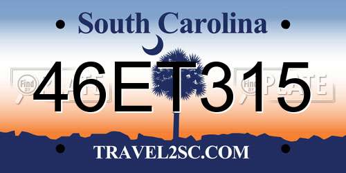 46ET315 South Carolina License Plate