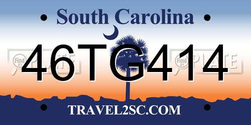 46TG414 South Carolina License Plate