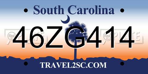 46ZG414 South Carolina License Plate