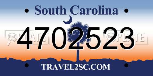 4702523 South Carolina License Plate