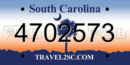 4702573 South Carolina License Plate