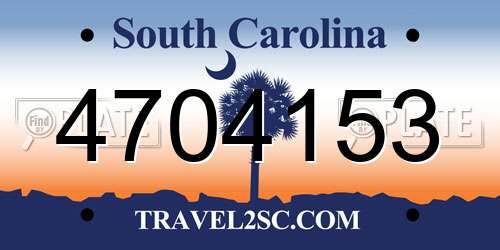4704153 South Carolina License Plate