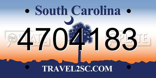 4704183 South Carolina License Plate
