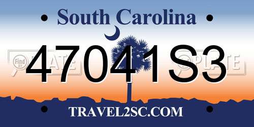 47041S3 South Carolina License Plate