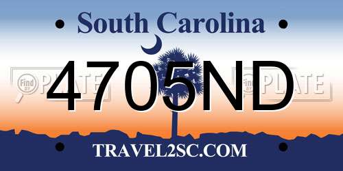 4705ND South Carolina License Plate