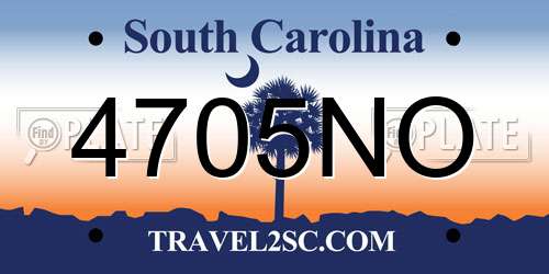 4705NO South Carolina License Plate