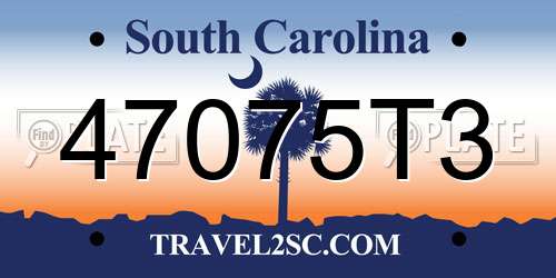 47075T3 South Carolina License Plate