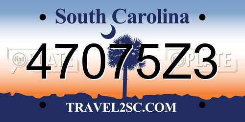 47075Z3 South Carolina License Plate