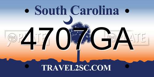 4707GA South Carolina License Plate
