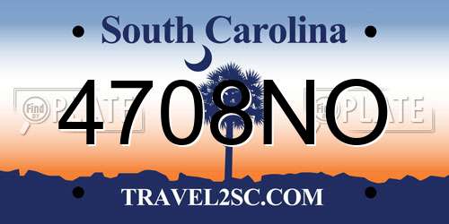 4708NO South Carolina License Plate