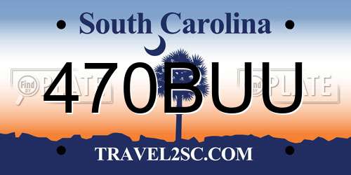 470BUU South Carolina License Plate