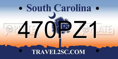 470PZ1 South Carolina License Plate