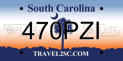 470PZI South Carolina License Plate