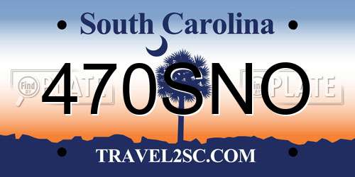470SNO South Carolina License Plate