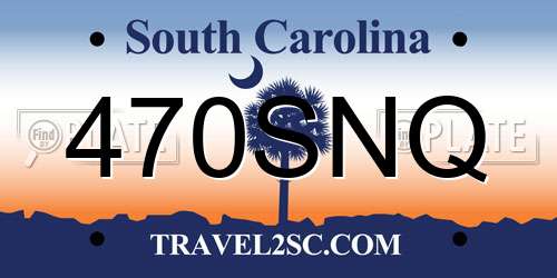 470SNQ South Carolina License Plate