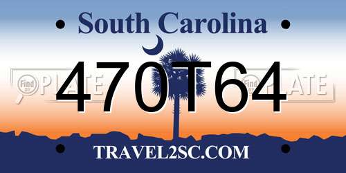470T64 South Carolina License Plate