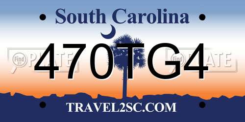 470TG4 South Carolina License Plate