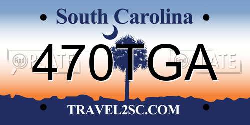 470TGA South Carolina License Plate