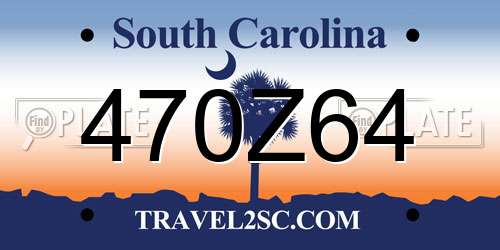 470Z64 South Carolina License Plate