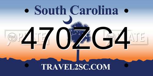 470ZG4 South Carolina License Plate