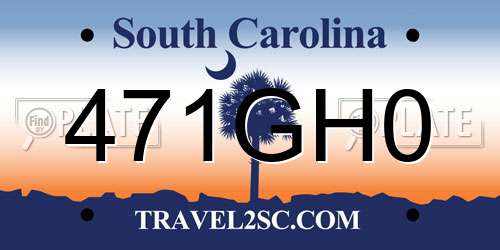 471GH0 South Carolina License Plate