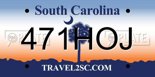 471HOJ South Carolina License Plate