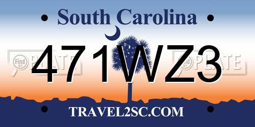 471WZ3 South Carolina License Plate