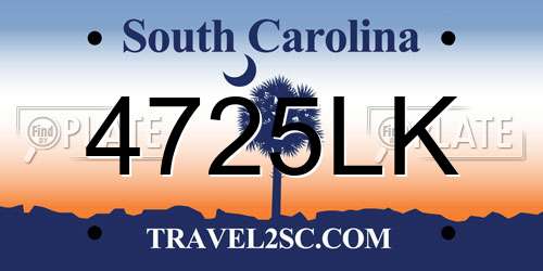 4725LK South Carolina License Plate