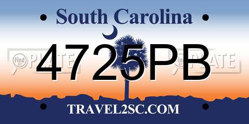 4725PB South Carolina License Plate