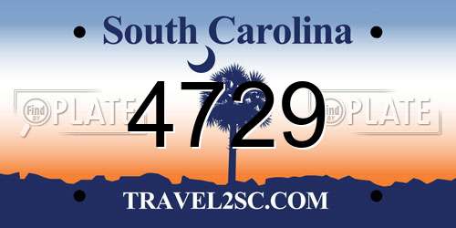4729 South Carolina License Plate