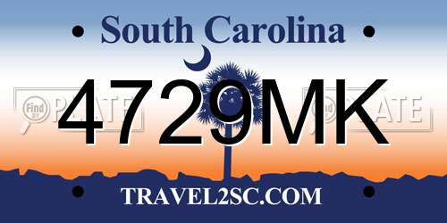 4729MK South Carolina License Plate
