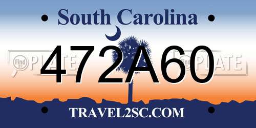 472A60 South Carolina License Plate