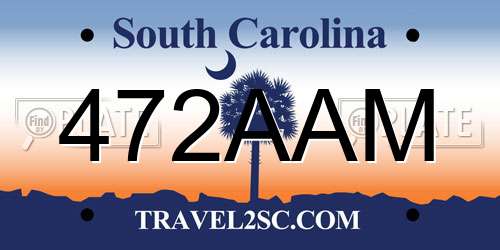 472AAM South Carolina License Plate