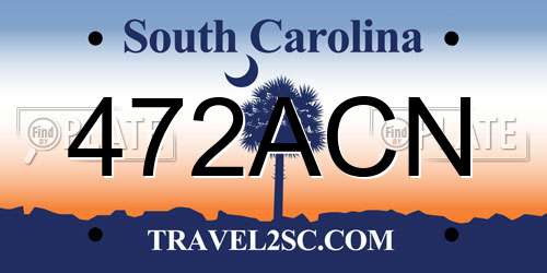 472ACN South Carolina License Plate