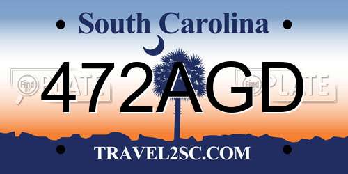 472AGD South Carolina License Plate