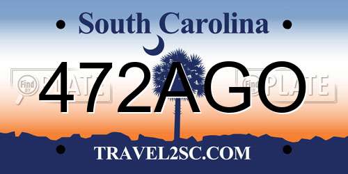 472AGO South Carolina License Plate