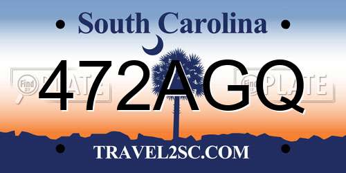 472AGQ South Carolina License Plate