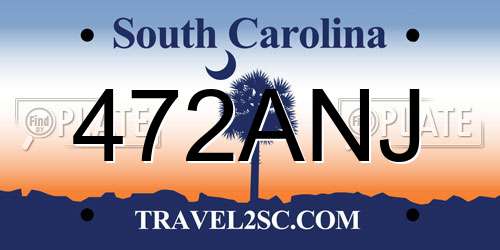 472ANJ South Carolina License Plate