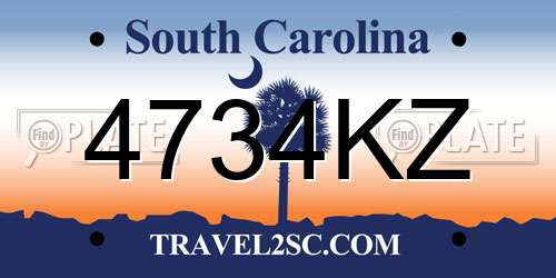 4734KZ South Carolina License Plate
