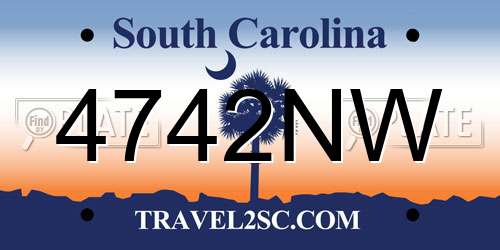 4742NW South Carolina License Plate