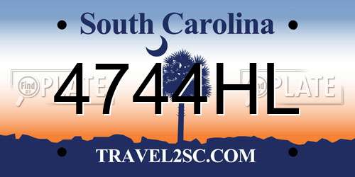 4744HL South Carolina License Plate
