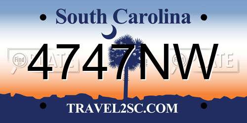 4747NW South Carolina License Plate