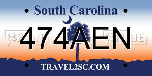 474AEN South Carolina License Plate