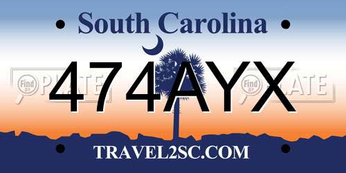 474AYX South Carolina License Plate