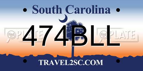 474BLL South Carolina License Plate