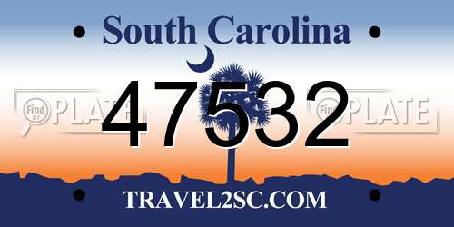 47532 South Carolina License Plate