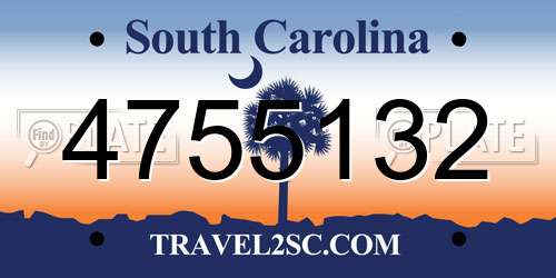 4755132 South Carolina License Plate
