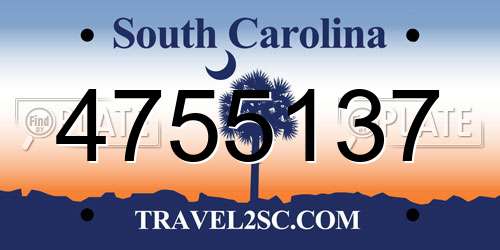 4755137 South Carolina License Plate